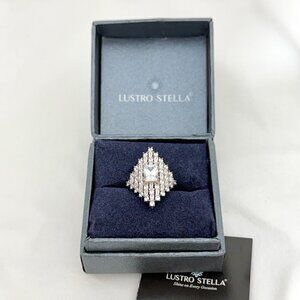 Lustro Stella Sterling Silver Cubic Zirconia Statement Ring Size 11 w/Box